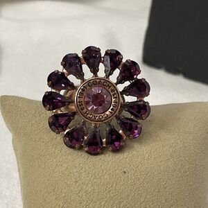 Vintage Coach Flower Ring W/Amethest Colored Stones  READ